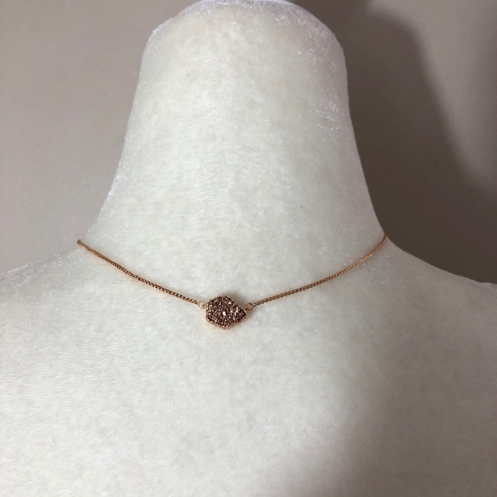 NWT KENDRA SCOTT Tess Rose Gold Chain Rose Gold Druzy Necklace - Picture 4 of 10